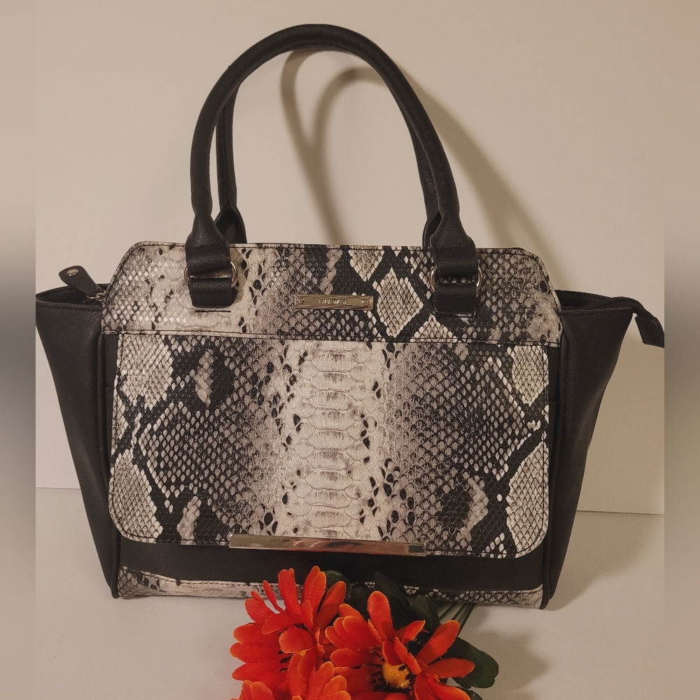 Nine West Black Tote Bag with Snake Print